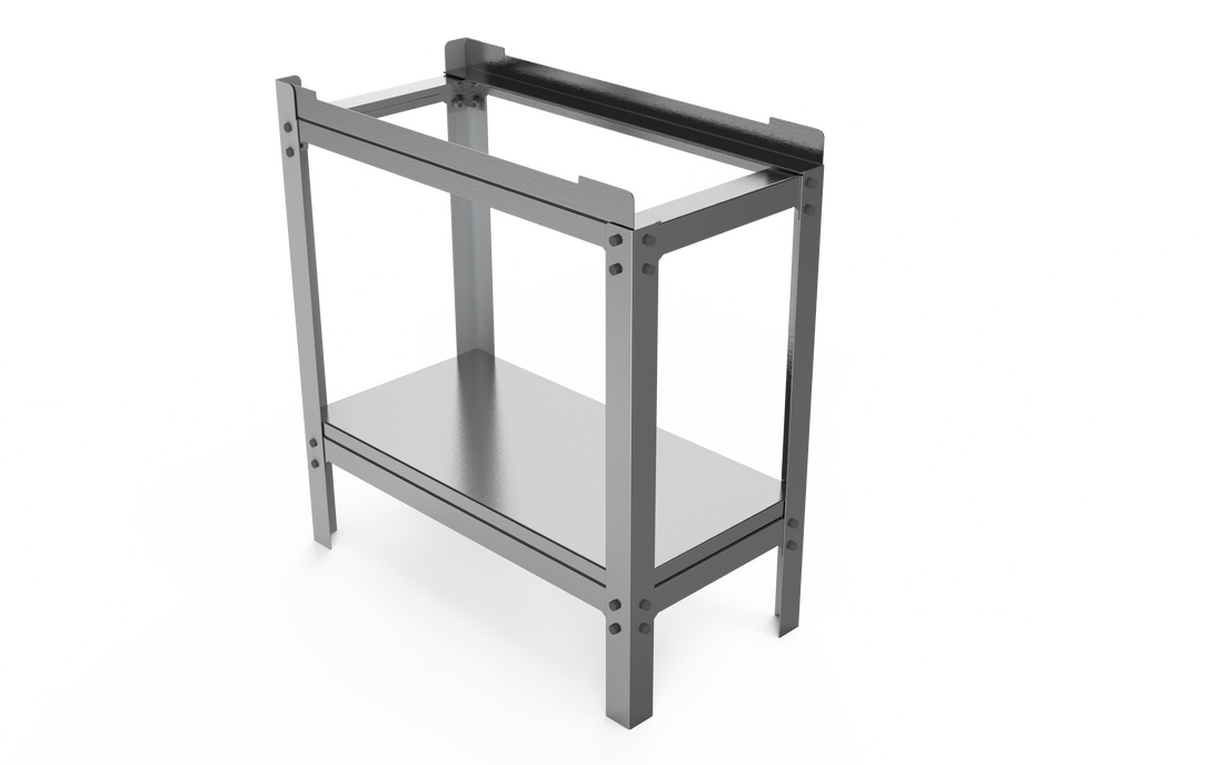 BASE DE ACERO INOXIDABLE CON ENTREPAÑO Marca Delta , Modelo BA-1V, Esta Base es recomendada para los equipos: parrilla Delta 1-2 V, asador Delta 1 ASR, plancha Delta 1-G. de venta en Webstaurant Mexico