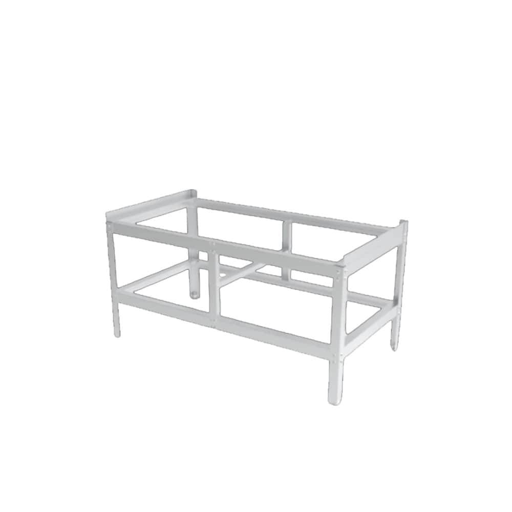 Base universal BD-2966 para equipo UDM en acero aluminizado, con cubierta de acero inoxidable y entrepaño. Soporta estufas de 4 quemadores, freidoras, planchas, asadores y gratinadores