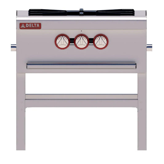 Estructura Estufón Sencillo a Gas Delta IE-1, en perfil tubular cuadrado 1 1/4. Panel desmontable, perillas ergonómicas y charola recolectora para fácil limpieza de venta en Webstaurant México
