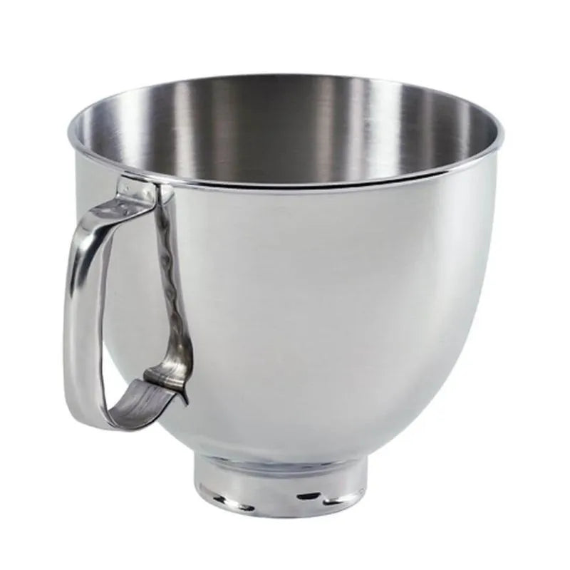 Tazón de acero inoxidable de 4.5 qt (4.7L) con manijas para batidora KitchenAid Artisan. Capacidad para preparaciones grandes y fácil transporte.