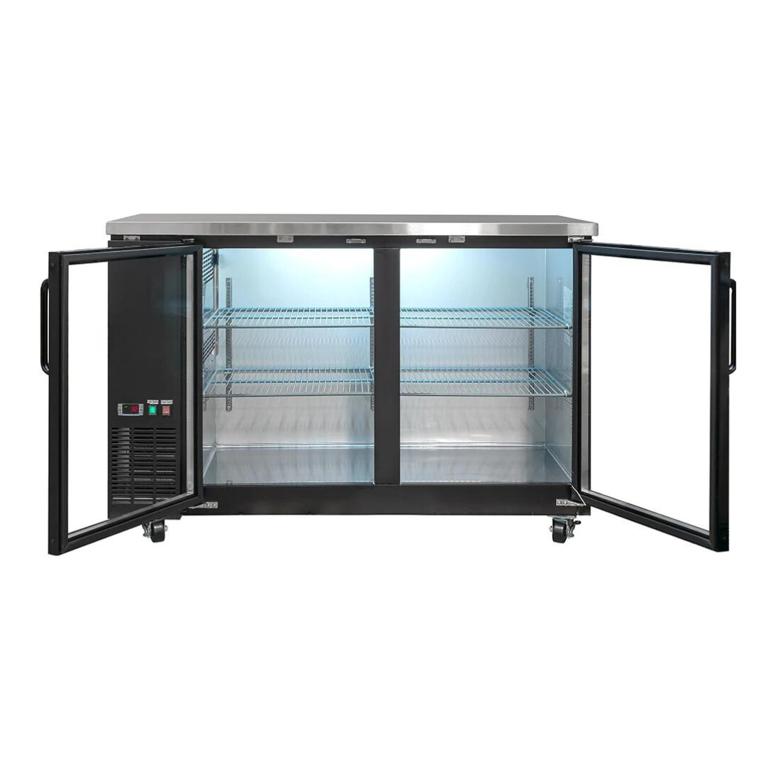 Icehaus-CBR-2PC-SS-01-Refrigerador-Contra-Barra-2-Puertas-Cristal-Acero-Inoxidable-155-Cm-Frente-WebstaurantMx-2