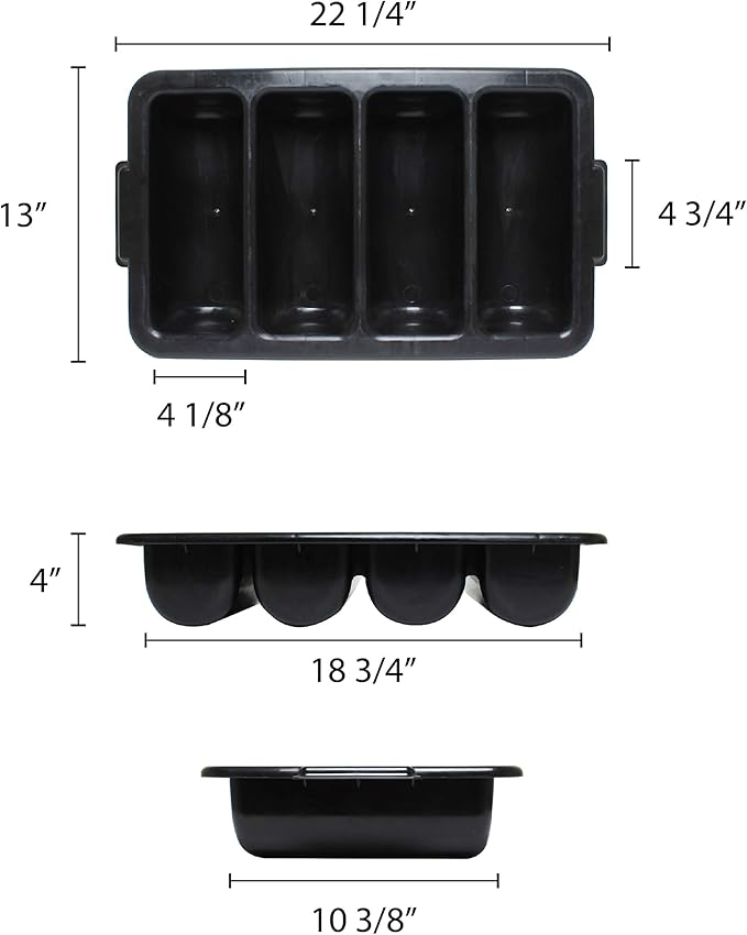 Charola para Cubiertos 4 compartimentos negro PLFCCB001B