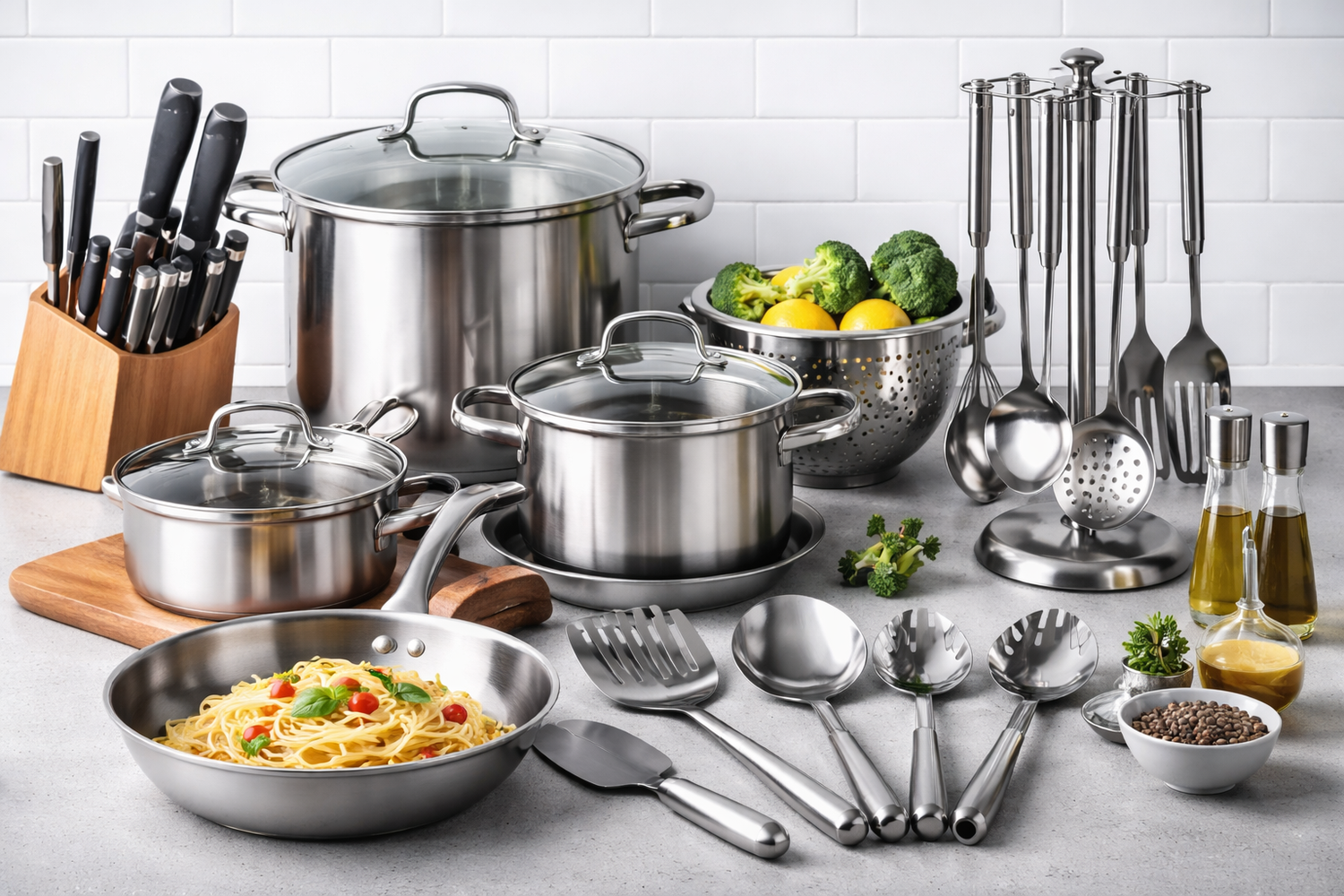 Utensilios de cocina en acero inoxidable