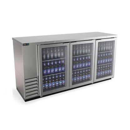 Refrigerador Contrabarra Slim Asber ABBC-24-72-SG HC en acero inoxidable con 3 puertas de cristal