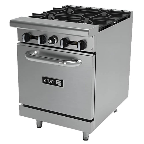 Estufa a Gas LP con 4 Quemadores Horno, Acero Inoxidable, ASBER AER-4-24 LPG