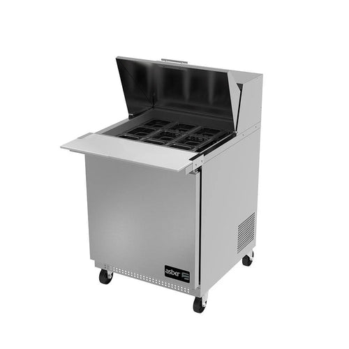 Mesa Refrigerada De Preparación  1 Puerta Sólida ASBER APTM-27-12 HC Mega Top 6 Pies Cúbicos
