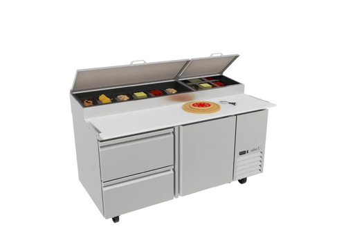 Mesa Refrigerada de Preparación de Pizzas ASBER APTP-67-D2 P HC 2 Puertas solidas 2 cajones