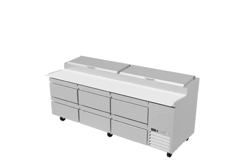 Mesa Refrigerada de Preparación de Pizzas ASBER APTP-93-D2 P HC 3 Puertas Solidas con 2 cajones
