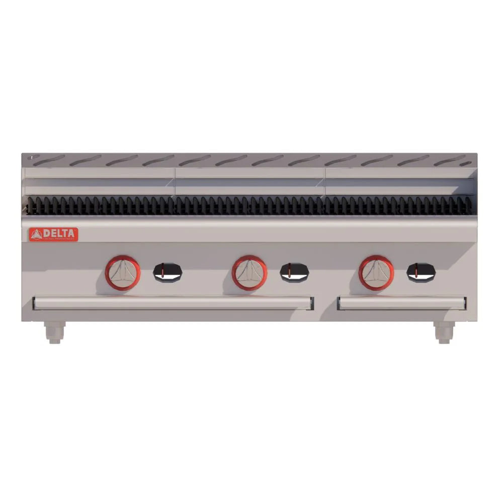 Tres quemadores tipo H asador a gas 3 quemadores Delta 3-ASR, 105,000 BTU total. Potencia industrial, distribución uniforme en superficie de 92 cm de venta en Webstaurant México