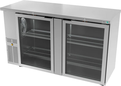 Asber-ABBC-24-60-SG-HC-Refrigerador-Contrabarra-Slim-2-Puertas-de-Cristal-390-Latas-Acero-Inoxidable-Webstaurant-Mexico