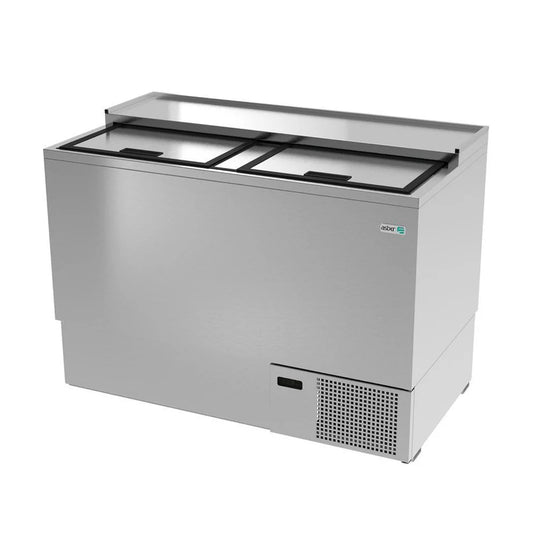 Congelador Enfriador de tarros Asber AGF-50-S HC 2 puertas corredizas, acero inoxidable, capacidad 234 latas. Temperatura -18°C a -22°C, 6 parrillas plastificadas, Congelador Glass Froster de 2 puertas solidas corredizas en acero inoxidable