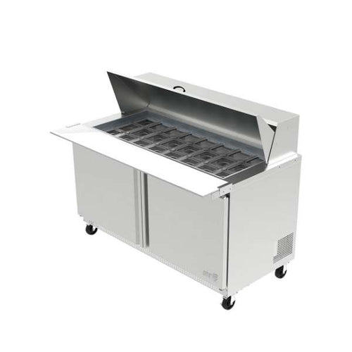 Mesa Refrigerada de Preparación 2 Puertas Sólidas ASBER APTM-60-24 HC Mega Top 15 Pies
