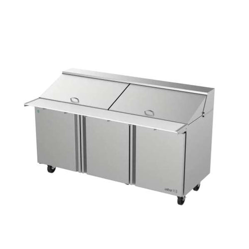 Mesa Refrigerada De Preparación Mega Top 3 Puertas Sólidas ASBER APTM-72-30 HC 18 Pies Cúbicos