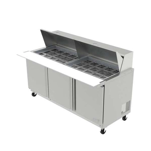 Mesa Refrigerada De Preparación 3 Puertas Sólidas ASBER APTM-72-30 HC Mega Top 18 Pies