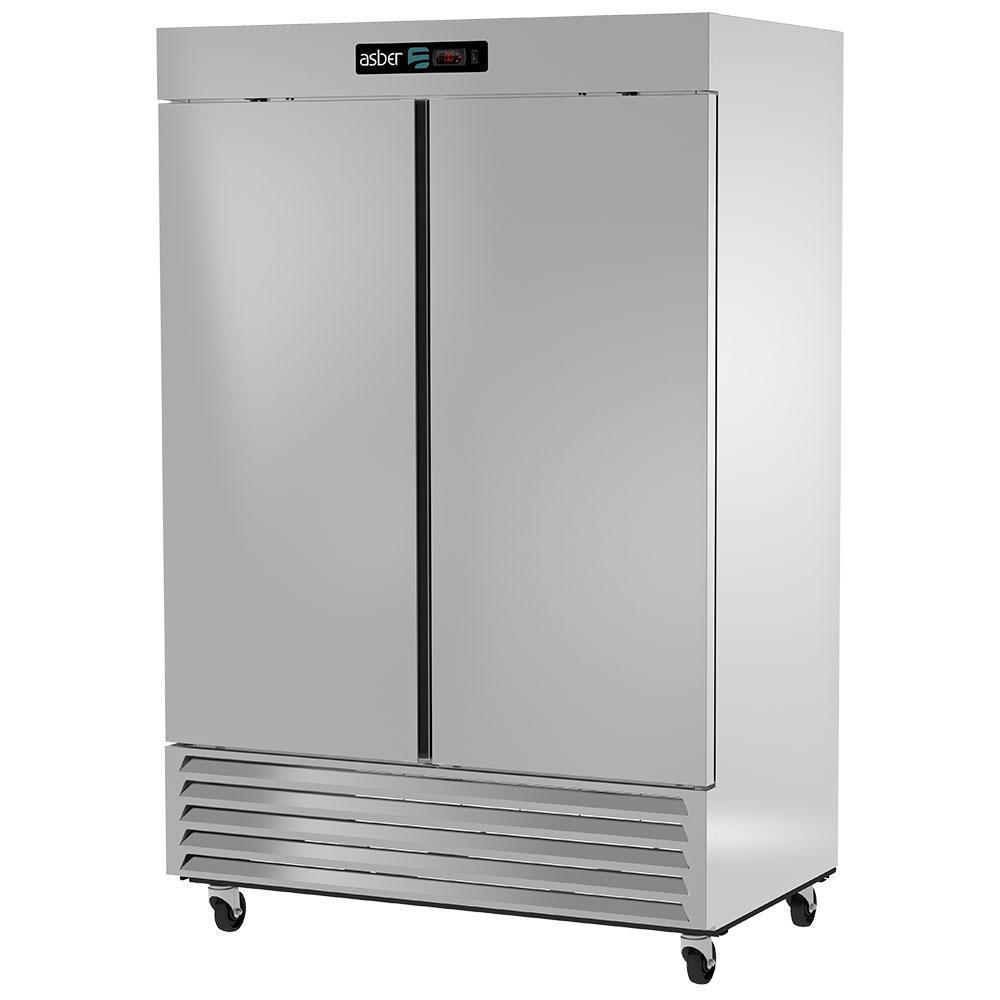 Congelador Vertical 2 Puertas Solidas ASBER ARF-49-H HC 49 PIES ACERO INOXIDABLE