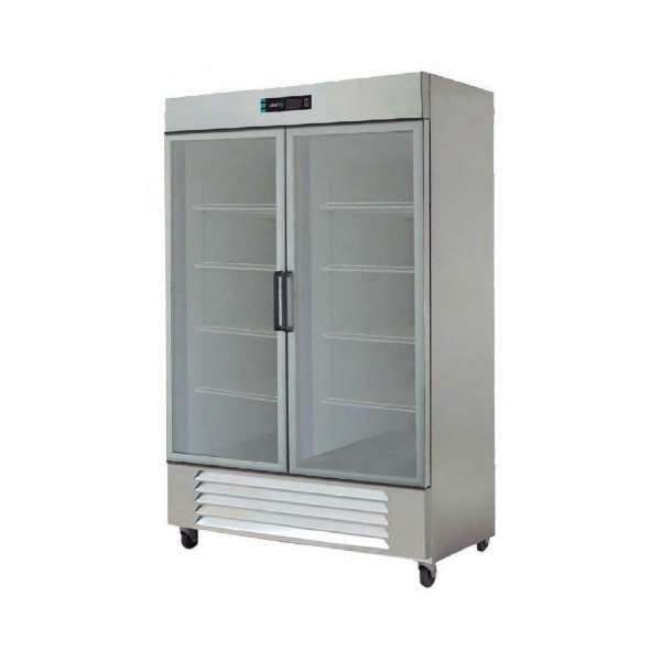 REFRIGERADOR 2 PUERTAS ASBER ARR-37-G HC, Refrigerador de 2 puertas de cristal , Refrigerador de Exhibición en acero inoxidable con dors puertas de cristal templado , refrigerador asber de 37 pies cubicos de capacidad, refrigerador para supermercados y heladerias, de venta en Webstaurant México