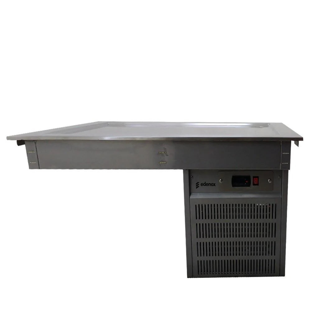 Mesa fría con Placa Refrigerada Asber DRFP-411-CU de 4 Enteros EN ACERO INOXIDABLE de 144 cm