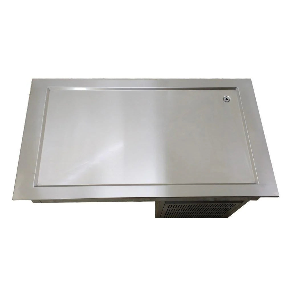Mesa fría con Placa Refrigerada Asber DRFP-411-CU de 4 Enteros en acero inoxidable medida 144 cm excelente para pescaderias