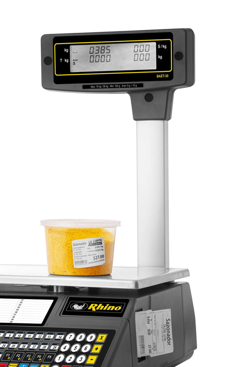 Báscula Electrónica Etiquetadora 30 kg con Conexión WiFi RHINO BAET-30X