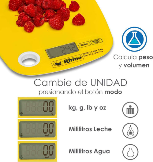 Báscula Electrónica para Cocina RHINO BAREC-5