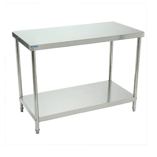 Mesa De Trabajo Tipo Isla MIGSA Bn-W03/120 Con Entrepaño 120 Cm
