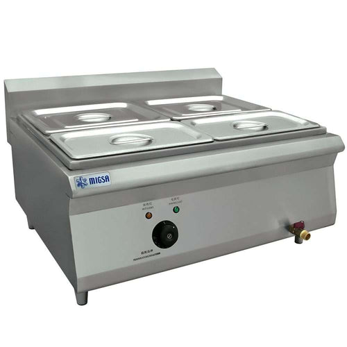 Baño María Eléctrico Migsa BN600-E607 4 Divisiones con Insertos Tercios y Tapas