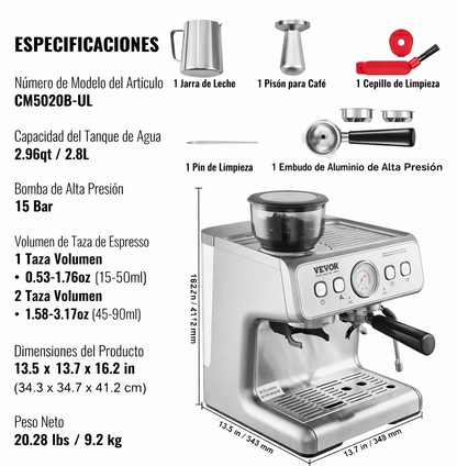 Cafetera Expreso VEVOR CM5020B-UL