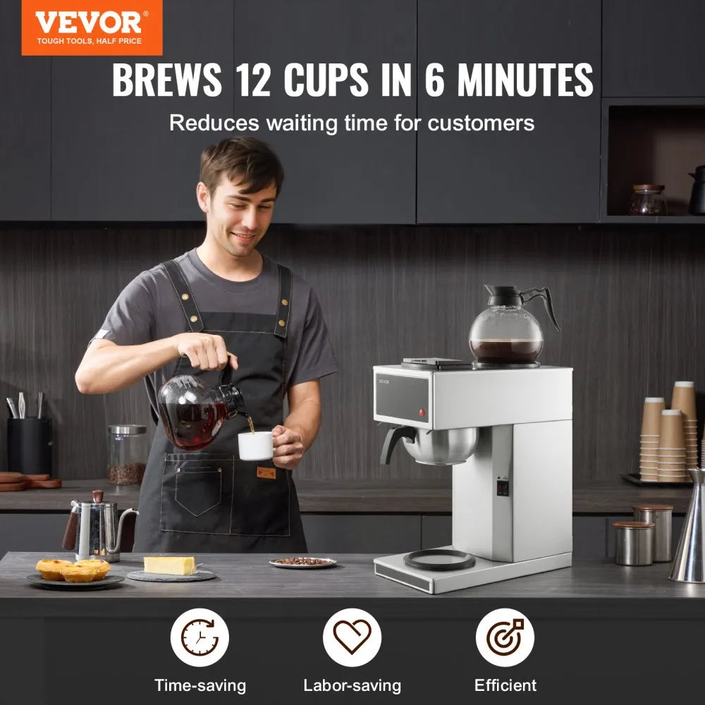 Cafetera de Goteo Comercial 2 Jarras vidrio VEVOR RB-286