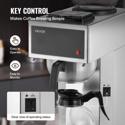 Cafetera de Goteo Comercial 2 Jarras vidrio VEVOR RB-286