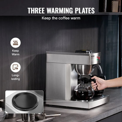 Cafetera de Goteo Comercial 3 Jarras VEVOR RBT-386-BD3