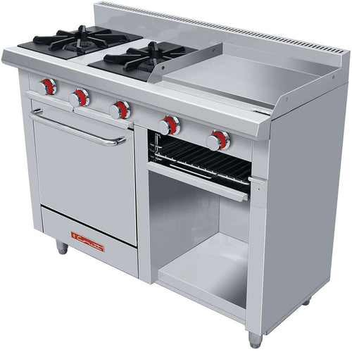 Estufa a Gas CORIAT MINICHEF DE PISO PETIT con 2 Quemadores, Plancha, Gratinador y Horno