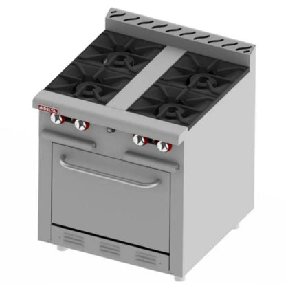 Estufa iDelta Aquiles H-4 , Cuatro quemadores abiertos de fundición desmontables en estufa Delta H-4. Parrillas individuales resistentes a la flama para cocina profesional de venta en Webstaurant México