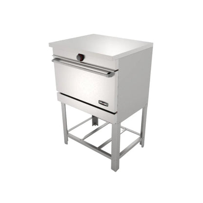 Horno de usos múltiples DRAGO HT-3, ideal para cocinas profesionales. Interior en acero inoxidable, quemador en 'J' de 30,000 BTU/h y termostato certificado CSA (100-300°C). Medidas: 82.5x100x96 cm.
