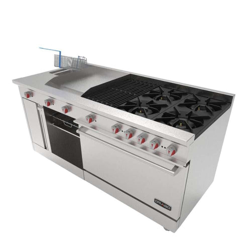 Estufa Múltiple UNIVERSAL STD DRAGO  4 Quemadores Horno Asador Plancha Freidora y Gratinador
