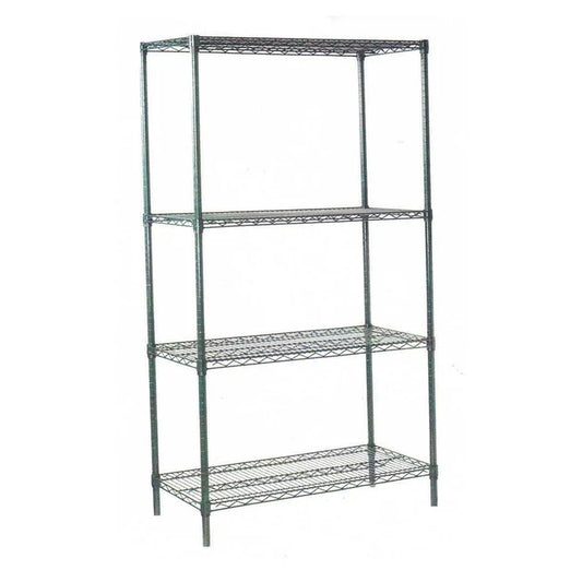 Anaquel industrial EDENOX ED 1836, 4 entrepaños, capacidad 385 kg. Medidas 45x92x182 cm, acabado epóxico gris, certificación NSF para uso alimentario de venta en Webstaurant México