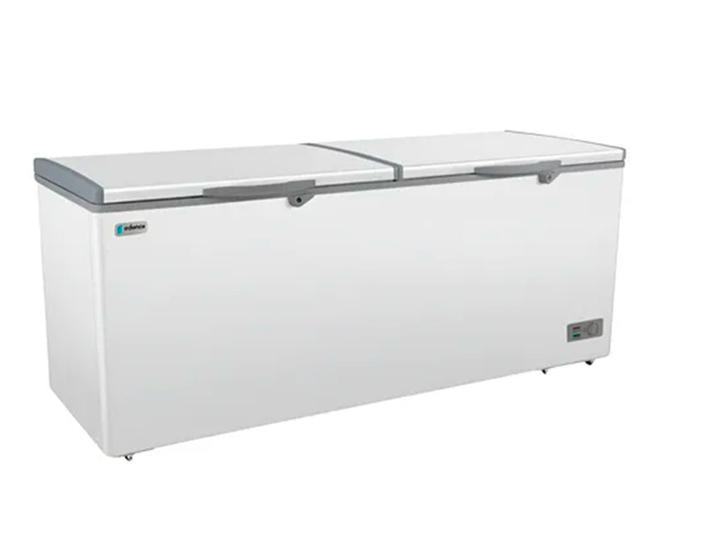 Congelador horizontal tapa cofre EDENOX ECF-24-HC, 24 pies cúbicos, capacidad 680 litros. 2 puertas, 6 ruedas, temperatura -24°C a +5°C, capacidad industrial De venta en Webstaurant México