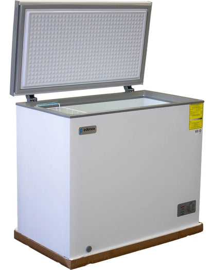 Congelador horizontal tapa cofre EDENOX ECF-07, 7 pies cúbicos, capacidad 198 litros. Color blanco, temperatura -24°C a +5°C, ideal para negocios de alimentos de venta en Webstaurant México