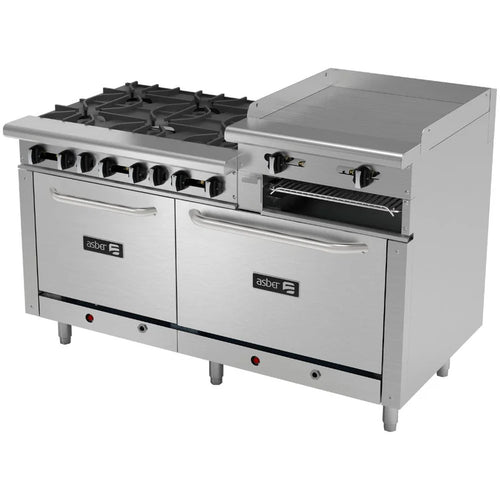 Estufa Múltiple a Gas ASBER AEMR-2-RG24-B6-60-H con 6 Quemadores
