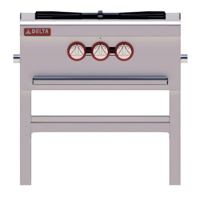 Estructura Estufón Sencillo a Gas Delta IE-1, en perfil tubular cuadrado 1 1/4. Panel desmontable, perillas ergonómicas y charola recolectora para fácil limpieza de venta en Webstaurant México