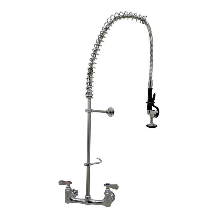 Llave mezcladora de pared EDENOX 98002-1 con lambrín, acabado cromado, altura total 1.75 m. Incluye ducha con flexible térmico y válvula de retención de venta en Webstaurant México
