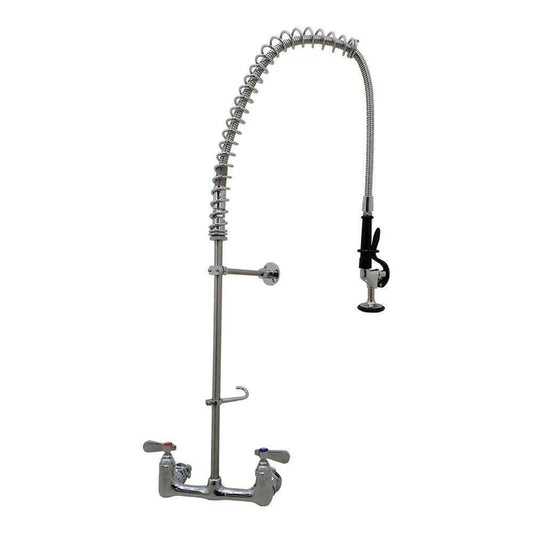 Llave mezcladora de pared EDENOX 98002-1 con lambrín, acabado cromado, altura total 1.75 m. Incluye ducha con flexible térmico y válvula de retención de venta en Webstaurant México