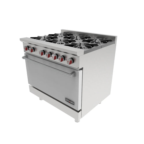 Estufa DRAGO CG-61 en Acero Inoxidable con 6 Quemadores y Horno