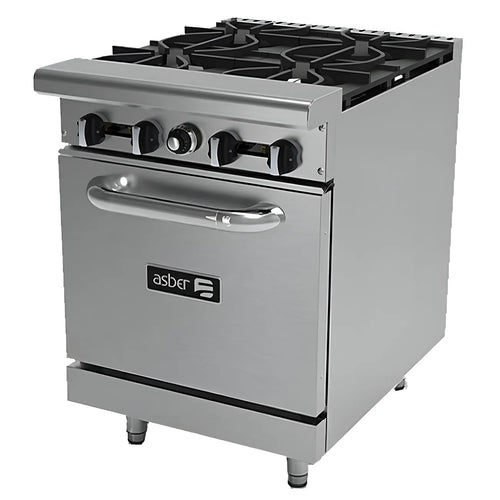Estufa a Gas LP con 4 Quemadores Horno, Acero Inoxidable, ASBER AER-4-24 LPG