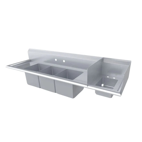 Fregadero de 3 tarjas KING F4T-151514-12L con dos escurrideros laterales