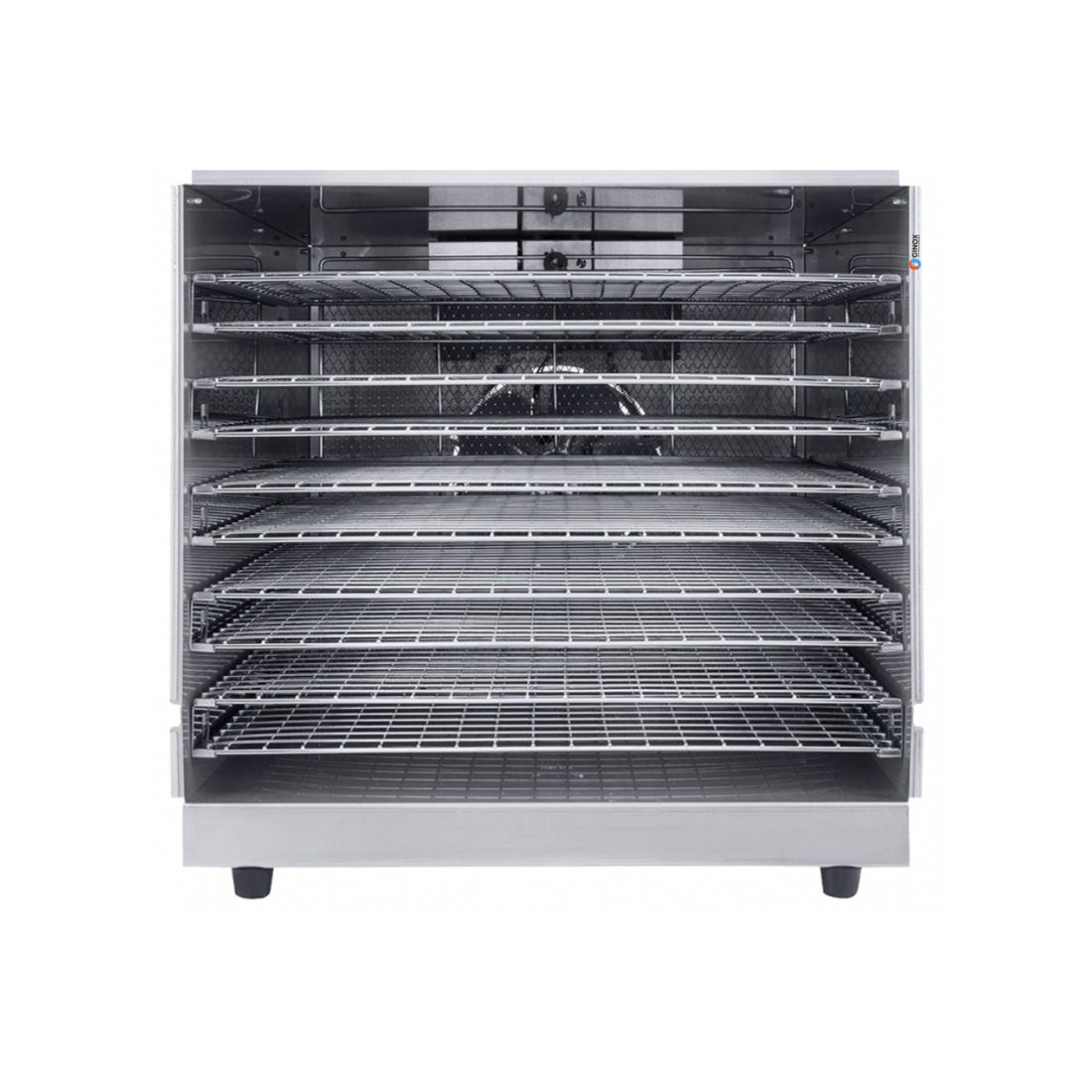 VISTA INTERNA DESHIDRATADOR DE ALIMENTOS MIGSA MODELO FD-1 10 charolas removibles en aluminio