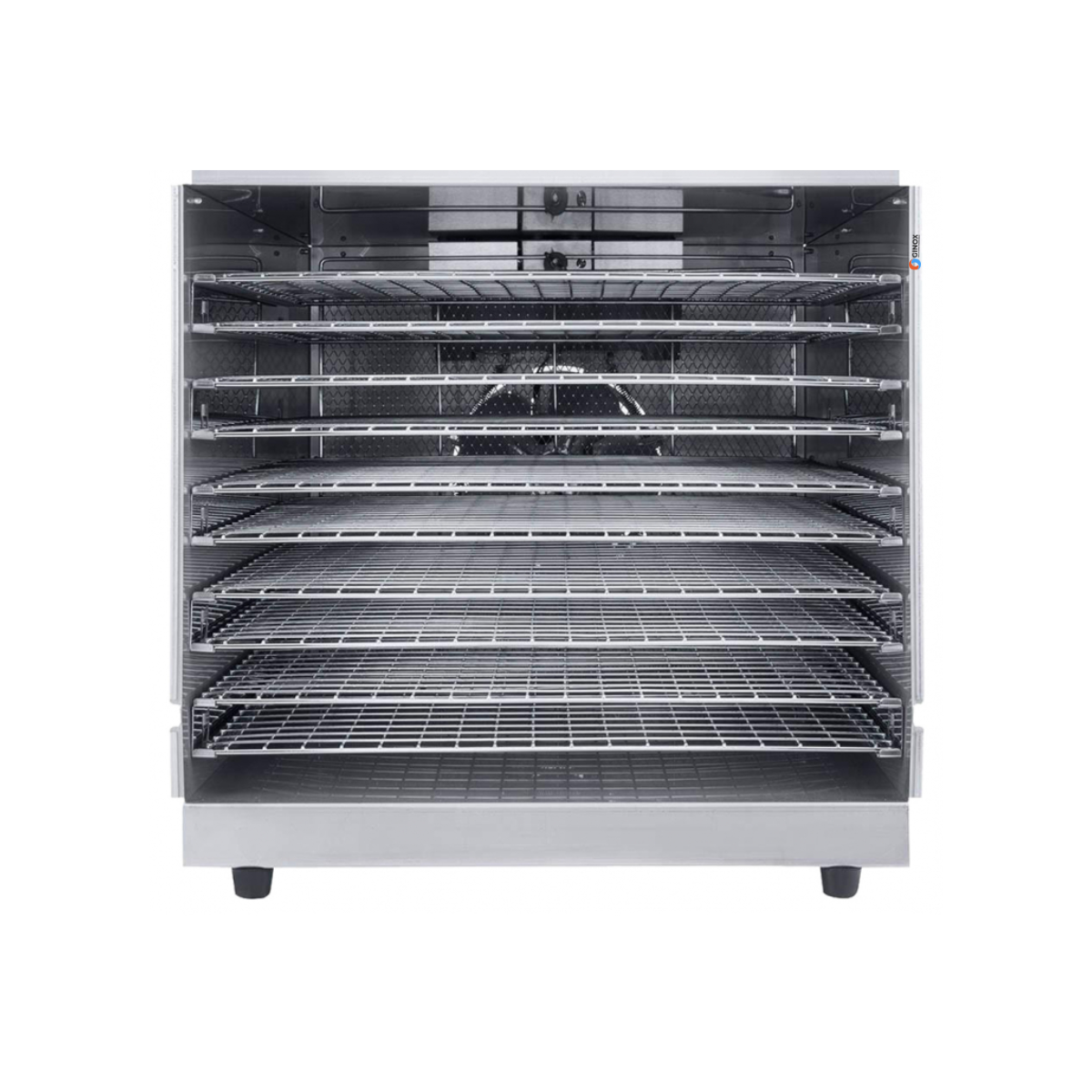 VISTA INTERNA DESHIDRATADOR DE ALIMENTOS MIGSA MODELO FD-1 10 charolas removibles en aluminio