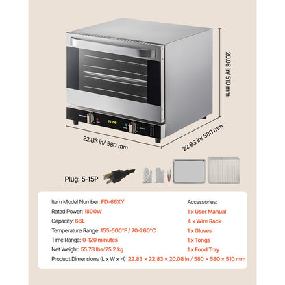 Horno de Convección Comercial VEVOR RFXHLM68L110V42FZV1