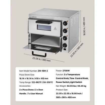 Horno Eléctrico de pizza doble con piedra VEVOR FMDRPSLSCSXNXR1RGV1
