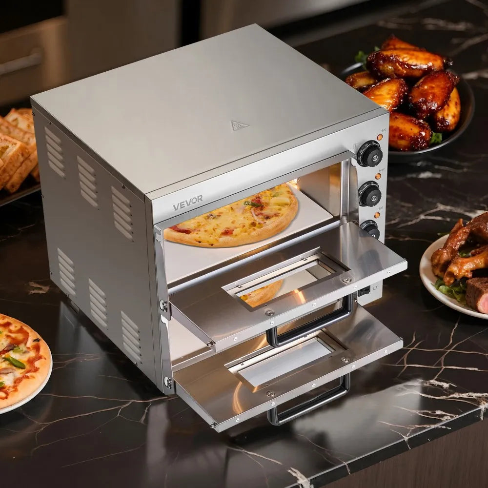 Horno Eléctrico de pizza doble con piedra VEVOR FMDRPSLSCSXNXR1RGV1
