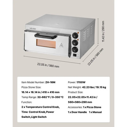 Horno eléctrico de pizza con piedra refractaria VEVOR FMDRPSLDCSXNPGHLVV1